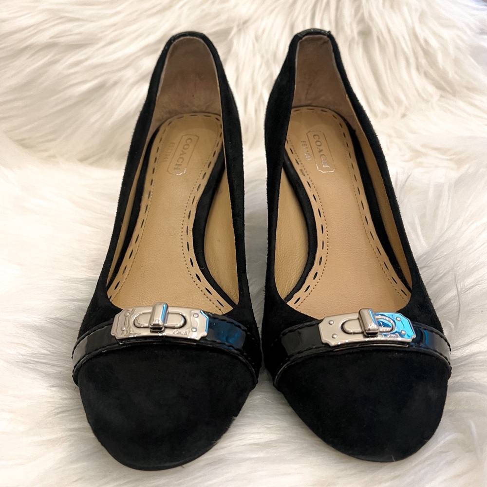 Coach Wanda Black Kid Suede Leather Heels | Size 6B